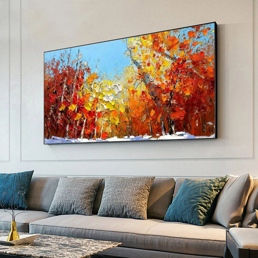 Crimson Pathway Autumn Abstract Painting