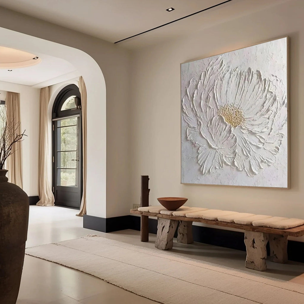 Ivory Bloom Relief Abstract Painting