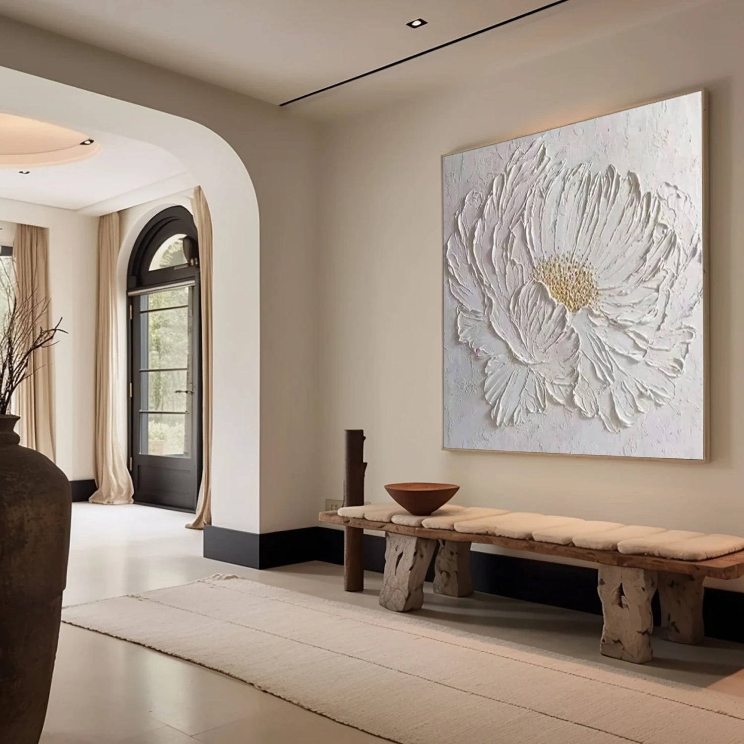 Ivory Bloom Relief Abstract Painting