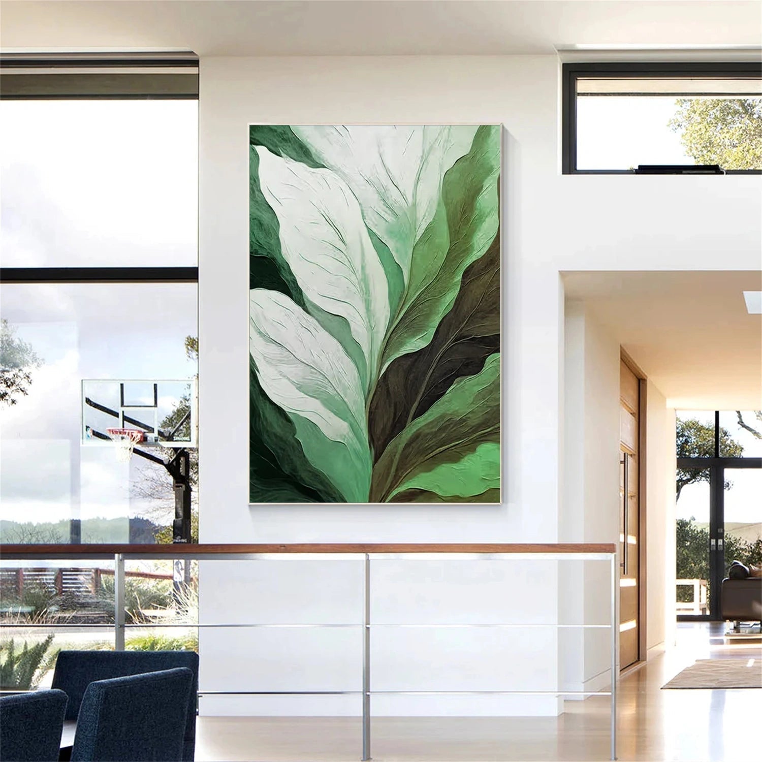 Emerald Flow Green Botanical Painting