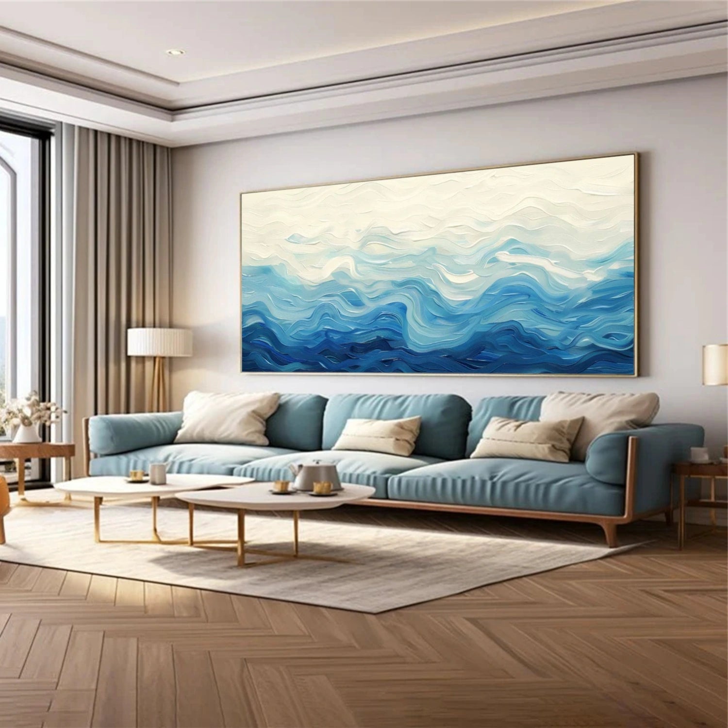 Azure Drift Blue Abstract Seascape Painting