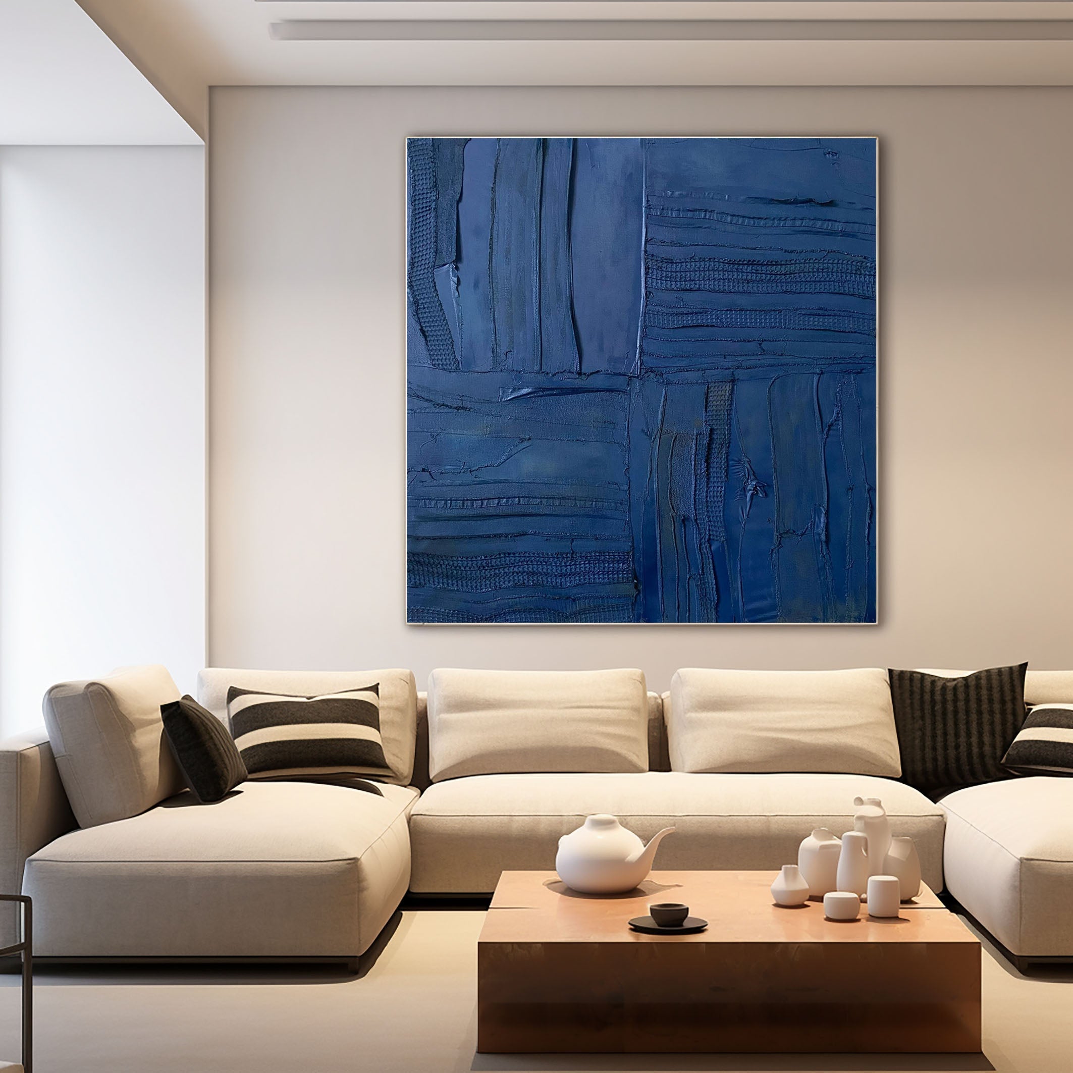 Midnight Indigo Textured Abstract Painting