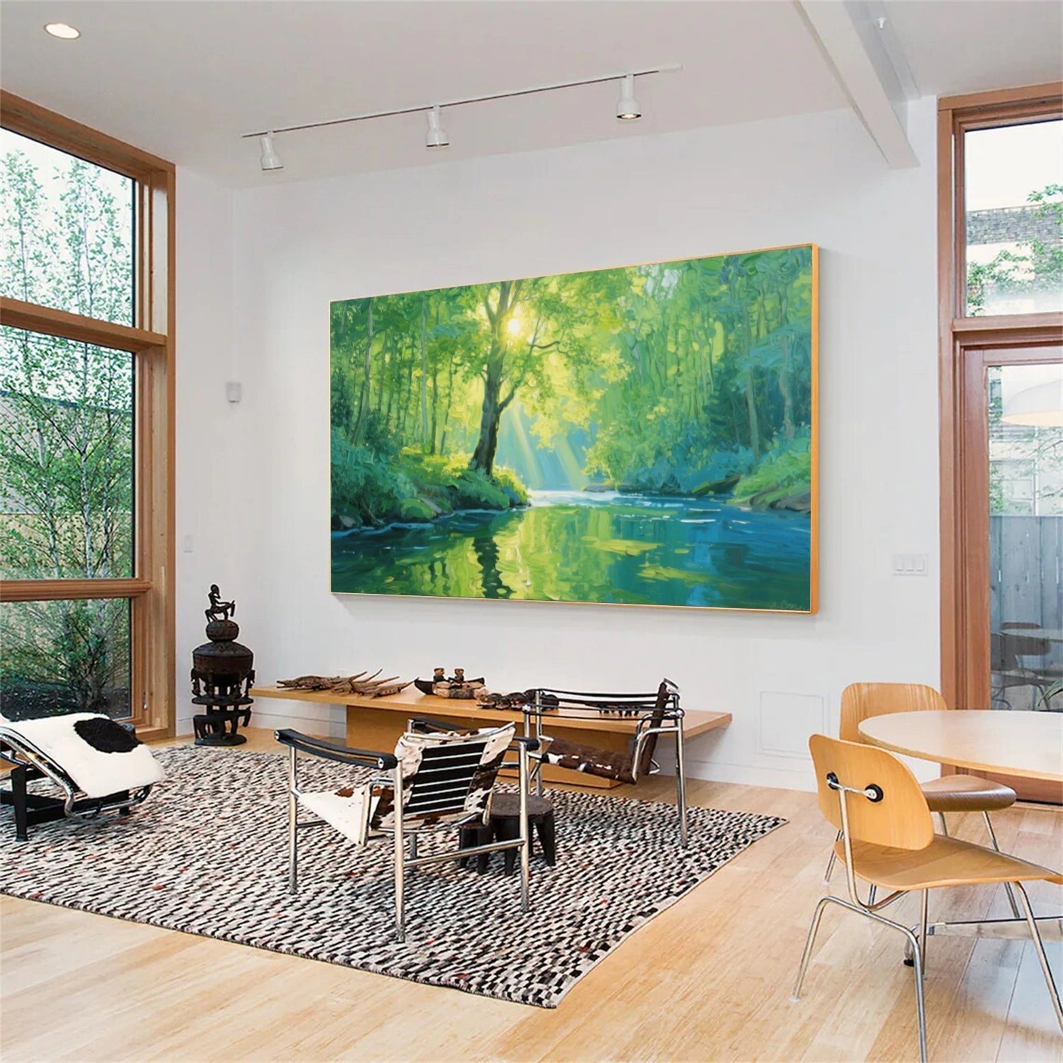 Emerald Morning Forest River Painting