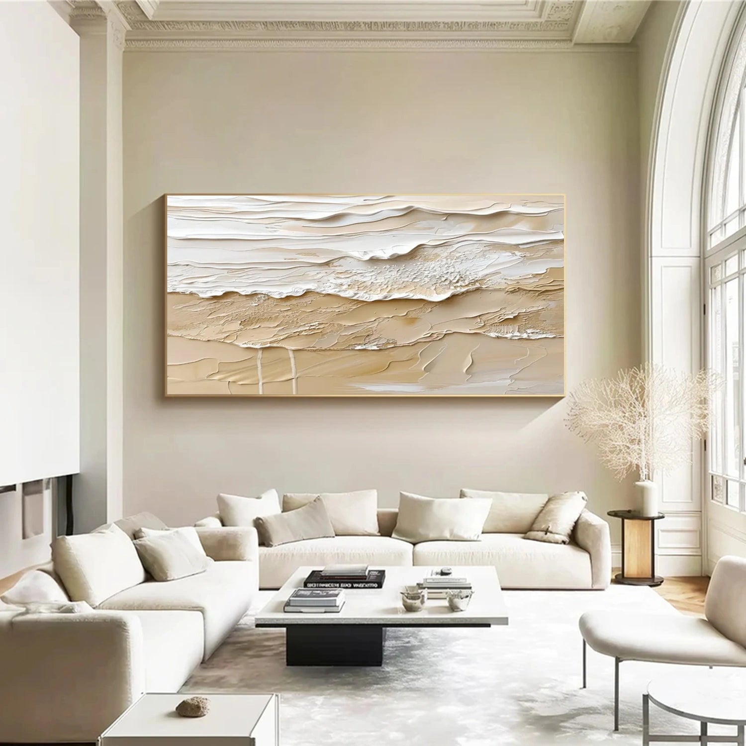 Sand Dune Beige Textured Abstract Painting