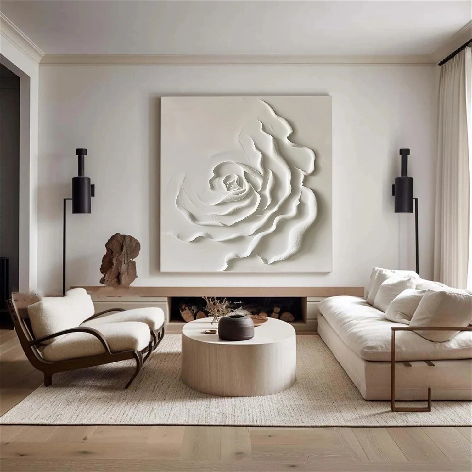 Ivory Bloom White Textured Abstract Painting