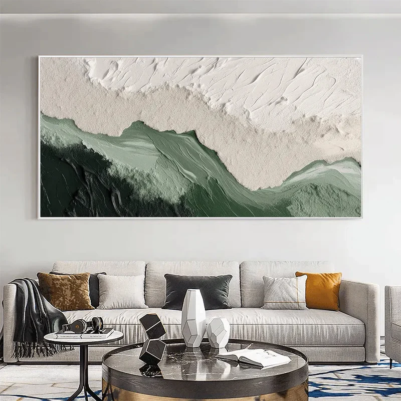 Mist Valley Textured Green Abstract Painting