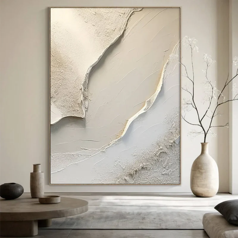 Serene Layers Beige Textured Painting
