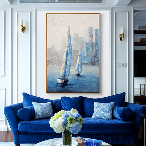 Blue City Seascape Oil Painting #ART61