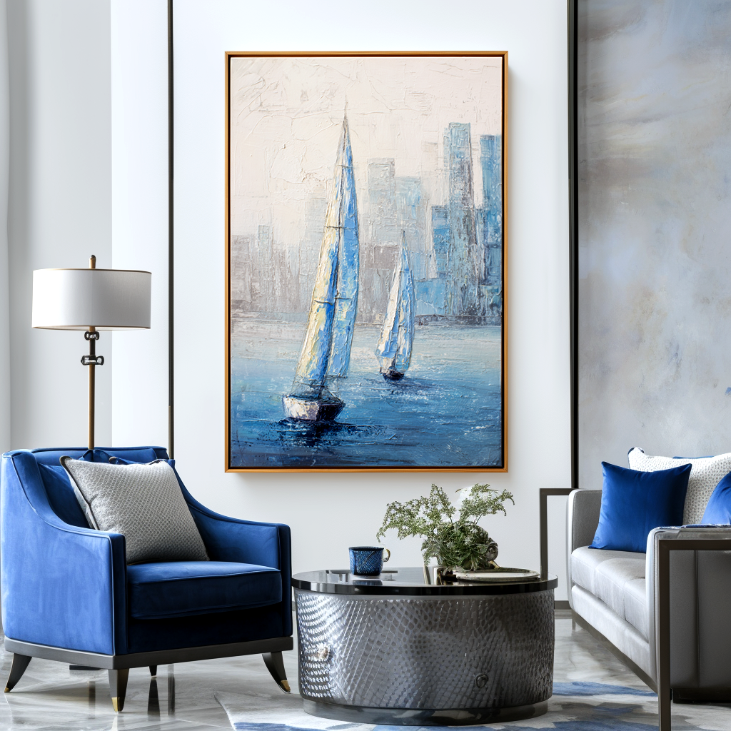 Blue City Seascape Oil Painting #ART61