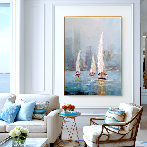 Abstract Sailing City Painting #ART63