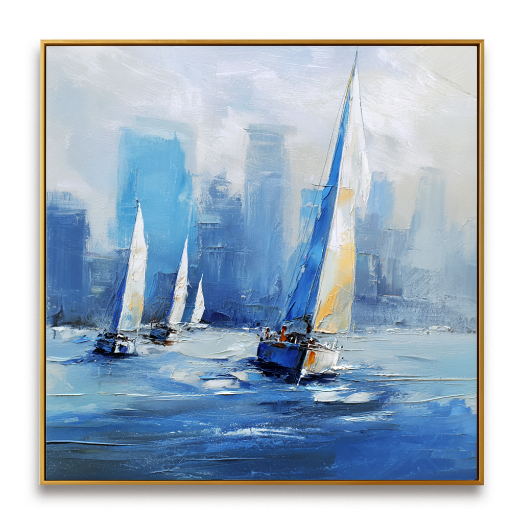 Modern Blue Sailing Oil Painting #ART64