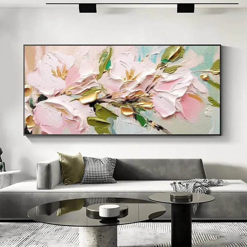 Soft Pink Magnolia Textured Painting