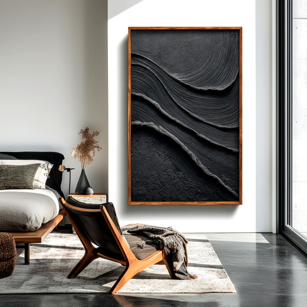 Black Textured Abstract Painting #ART66