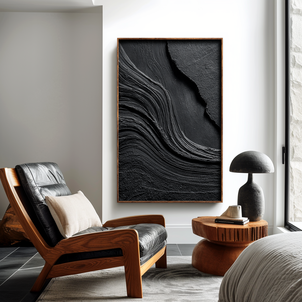Black Minimalist Textured Painting #ART68