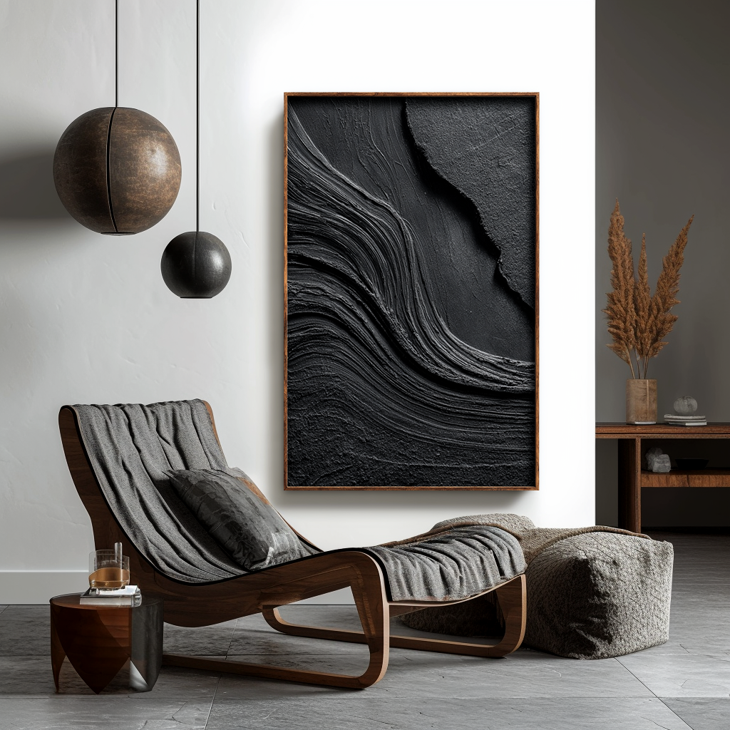 Black Minimalist Textured Painting #ART68