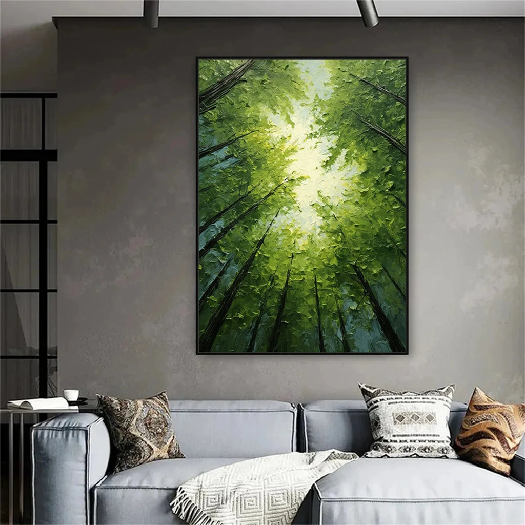 Emerald Canopy Light Forest Painting