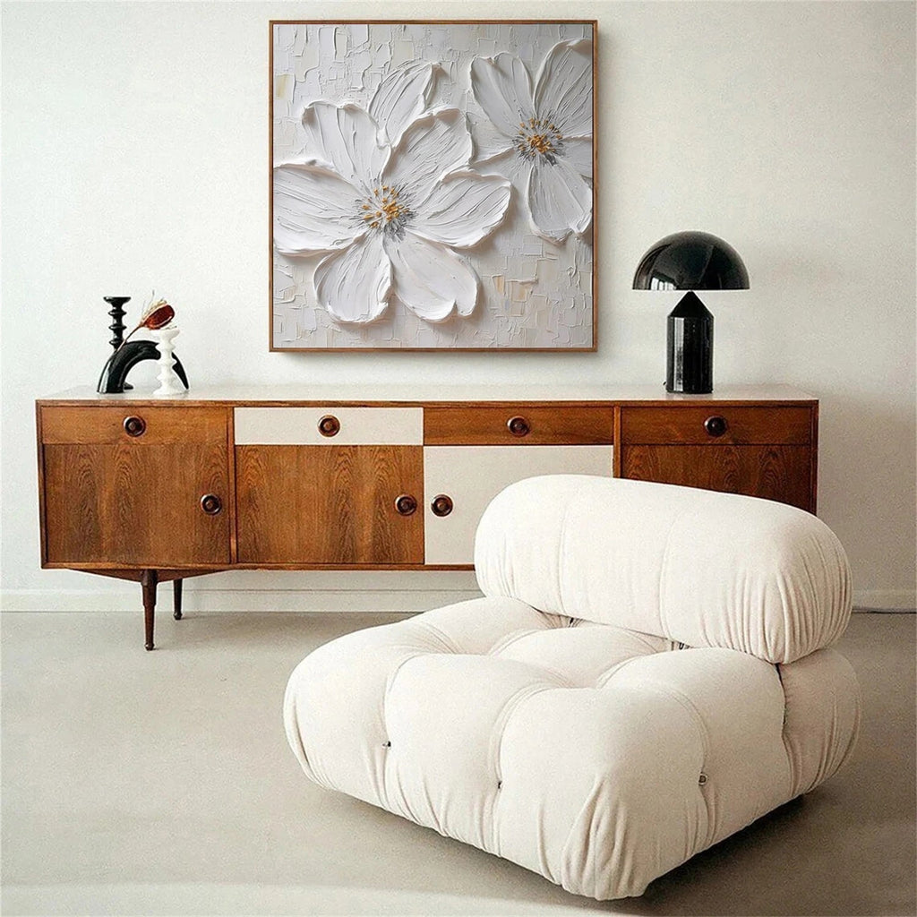 Ivory Petal Whisper Floral Abstract Painting