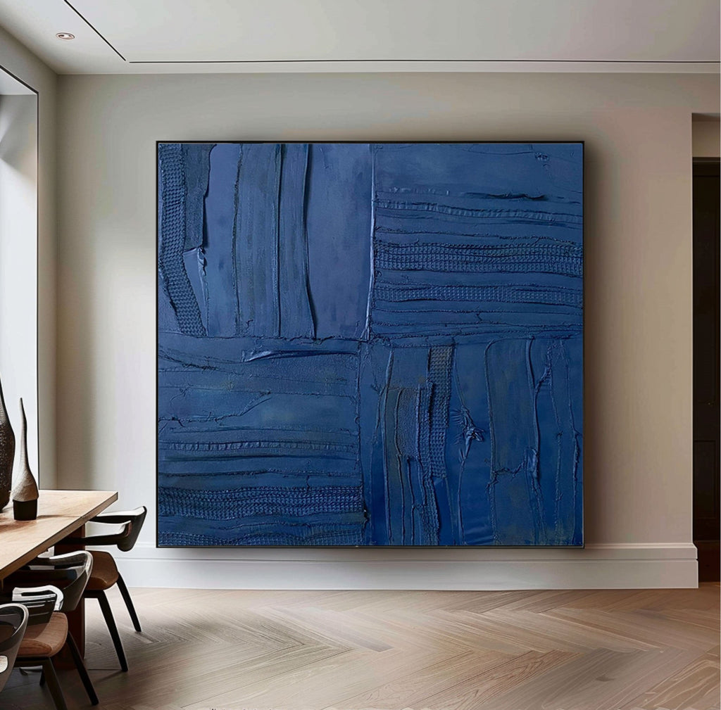 Midnight Indigo Textured Abstract Painting