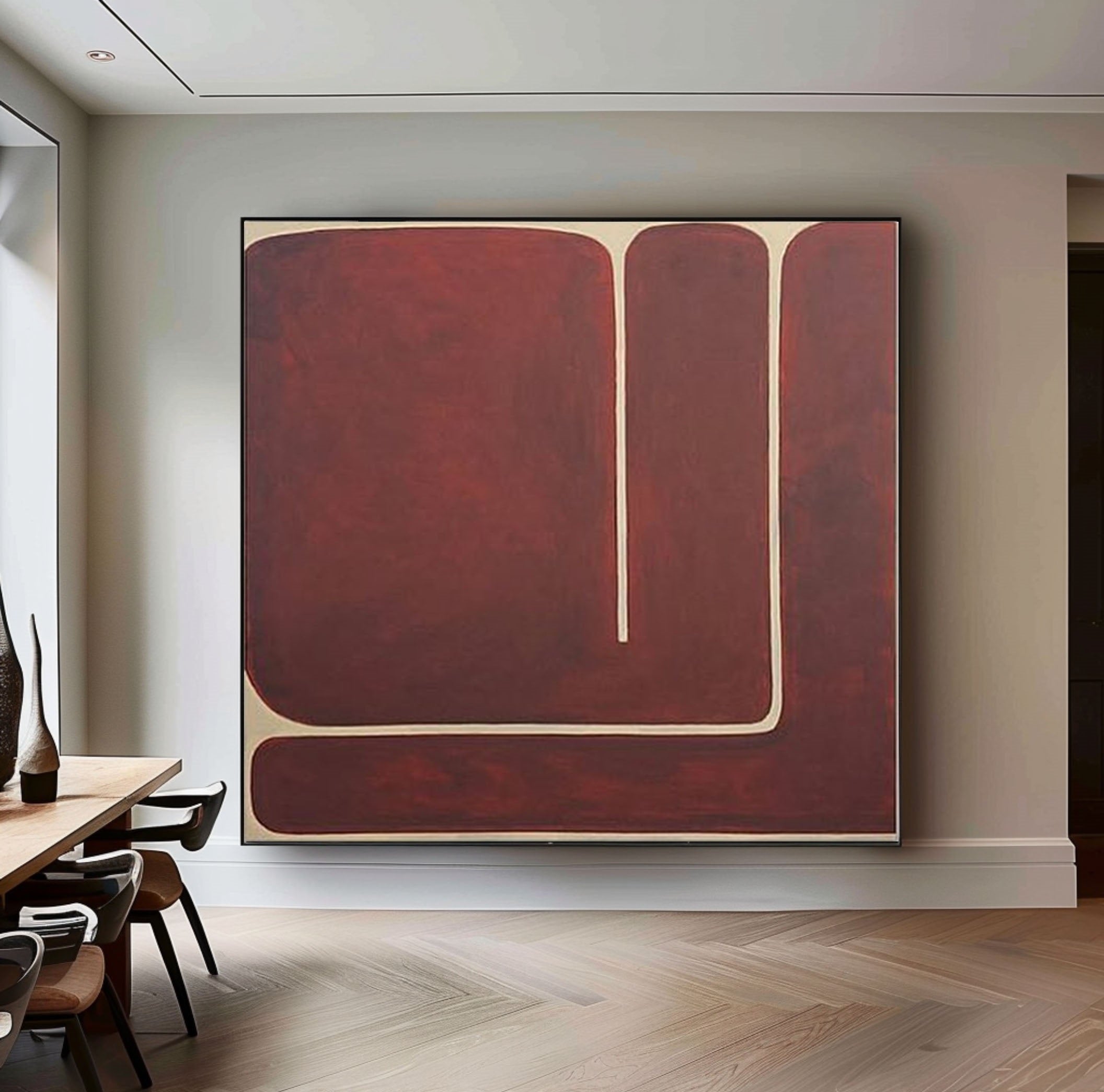 Crimson Pathway Modern Abstract Painting