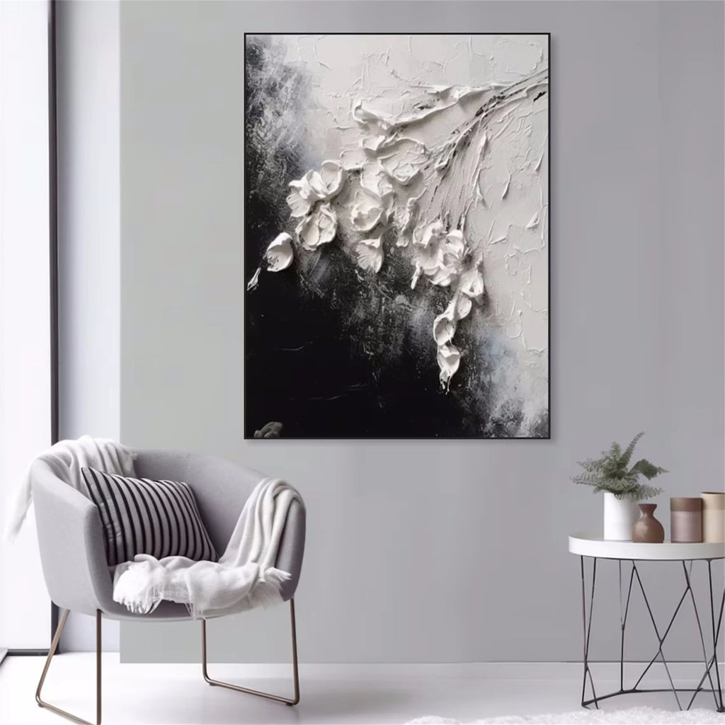 Silent Drift White Abstract Painting