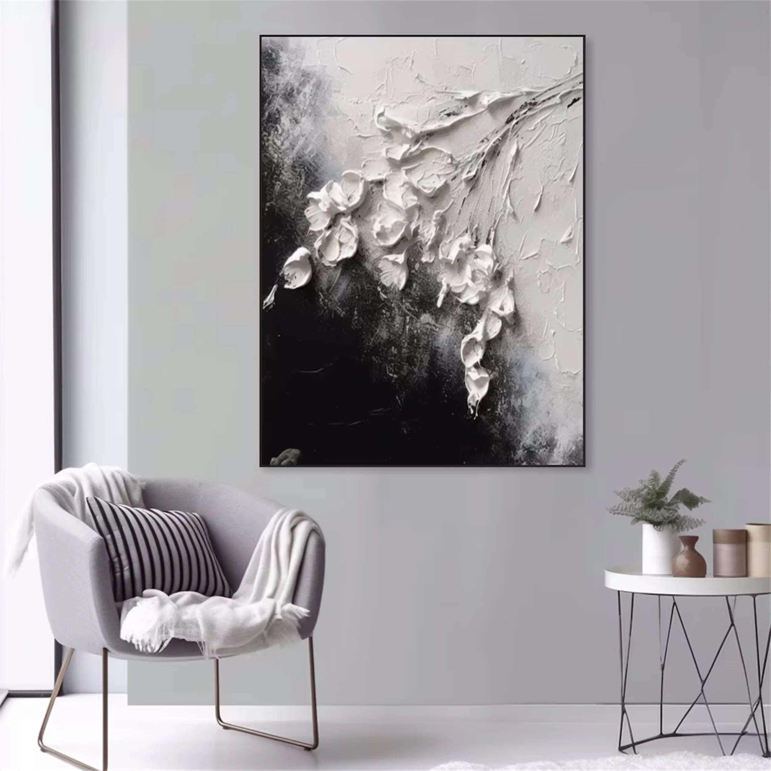 Silent Drift White Abstract Painting