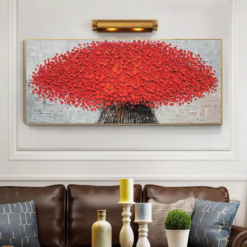 Crimson Harmony Red Tree Abstract Painting