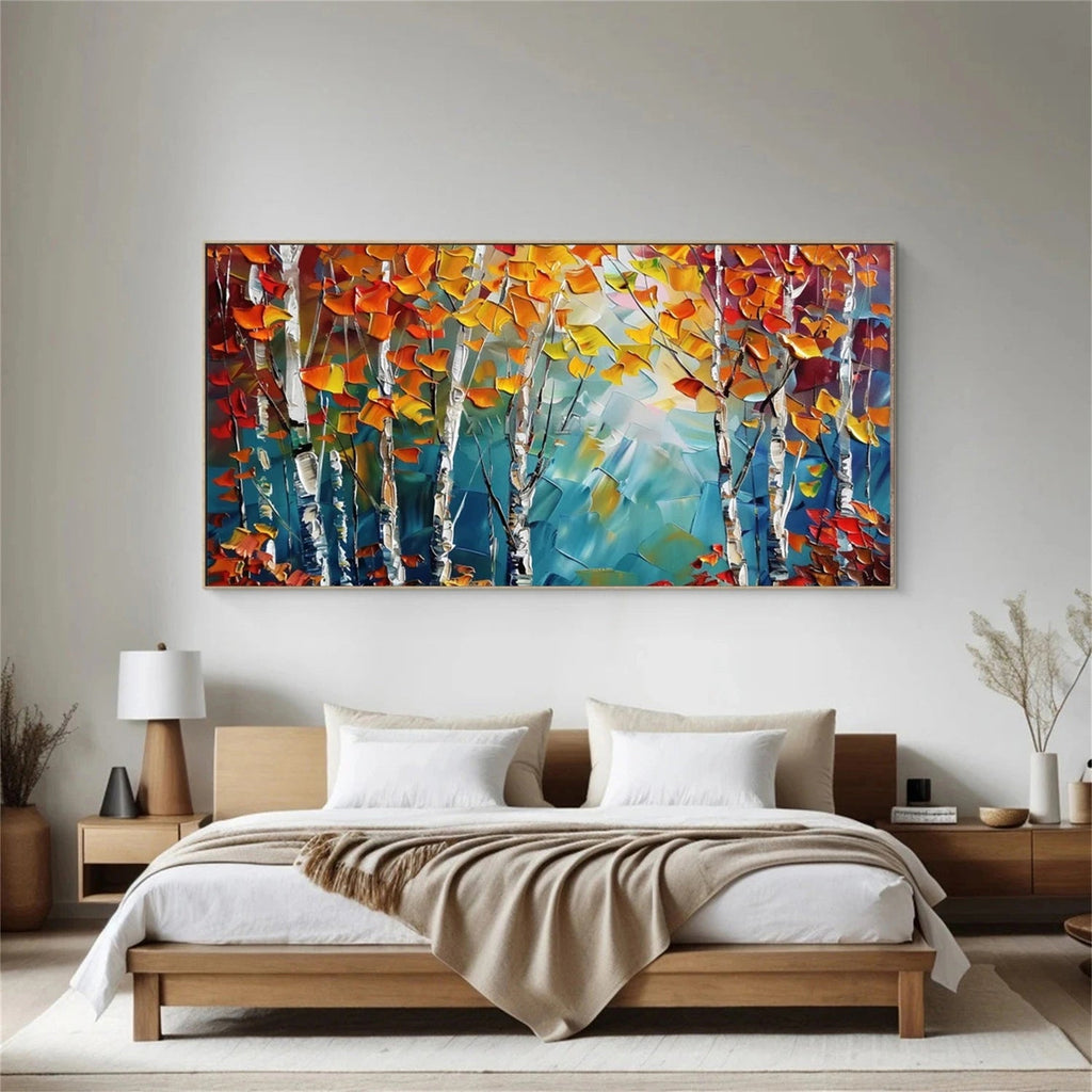 Amber Whisper Birch Forest Painting