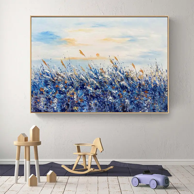 Azure Wind Meadow Abstract Painting