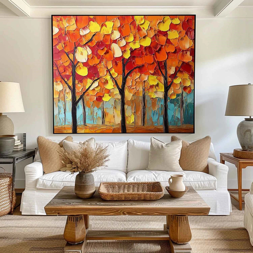 Autumn Ember Forest Abstract Painting