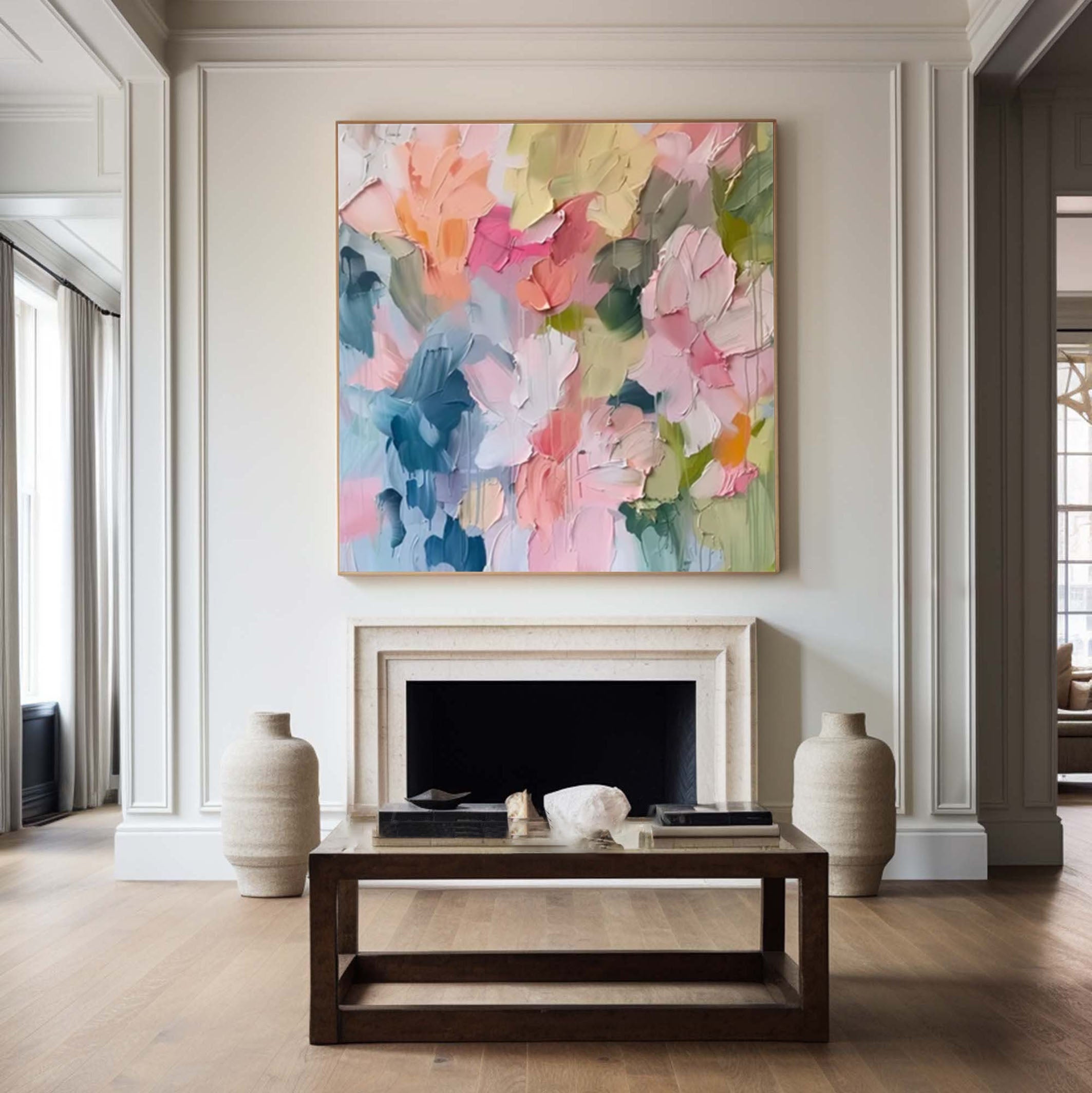 Petal Drift Pastel Abstract Painting