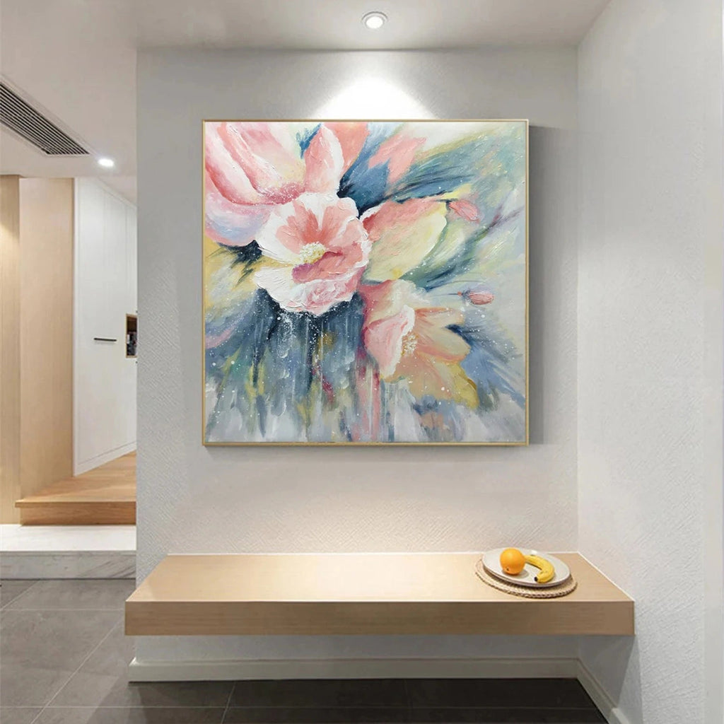 Blush Serenity Floral Abstract Painting