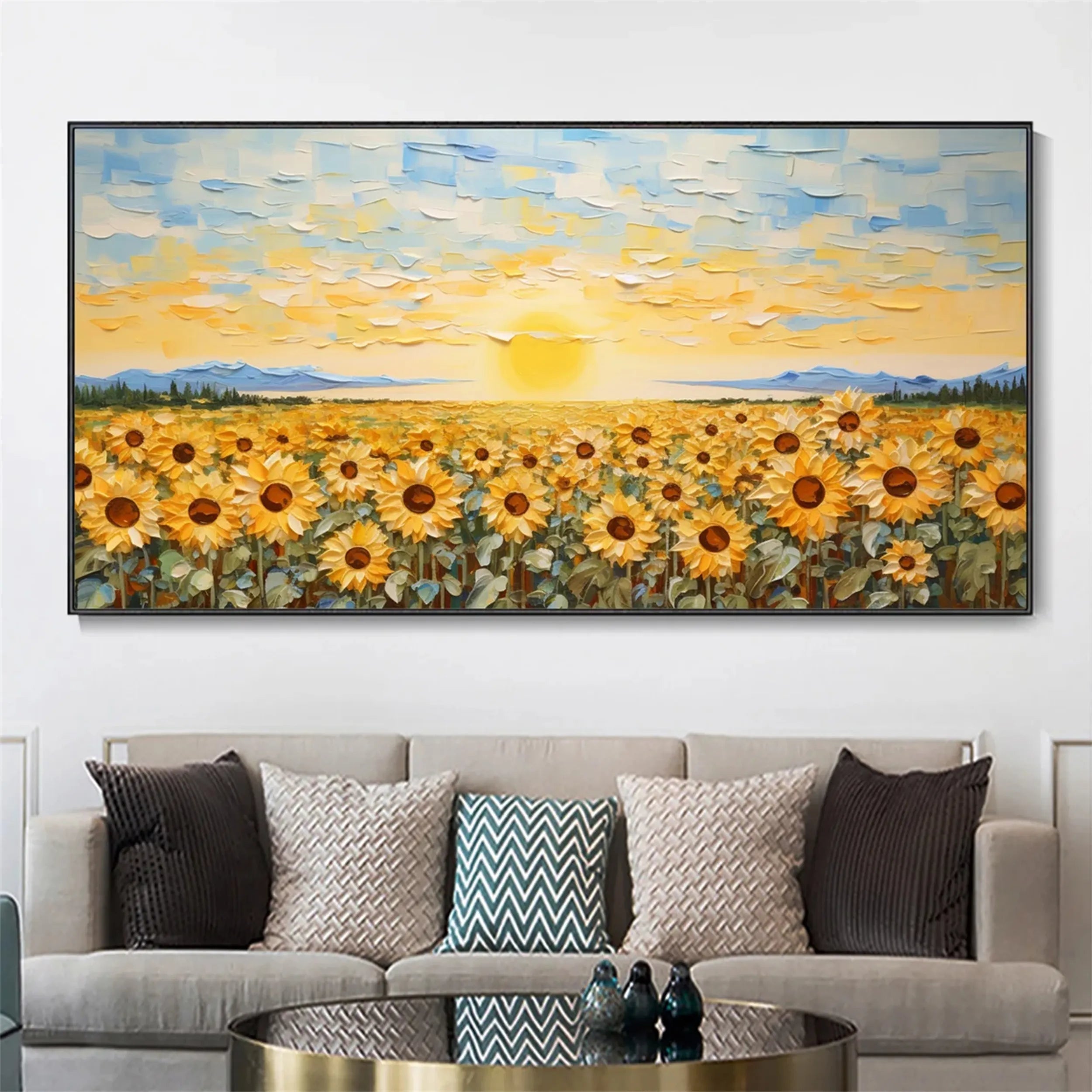 Sunrise Over Golden Sunflowers Painting