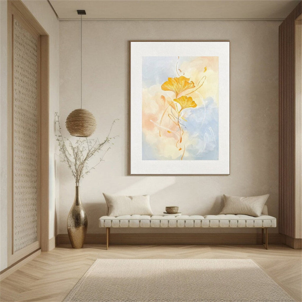 Golden Ginkgo Whisper Abstract Painting