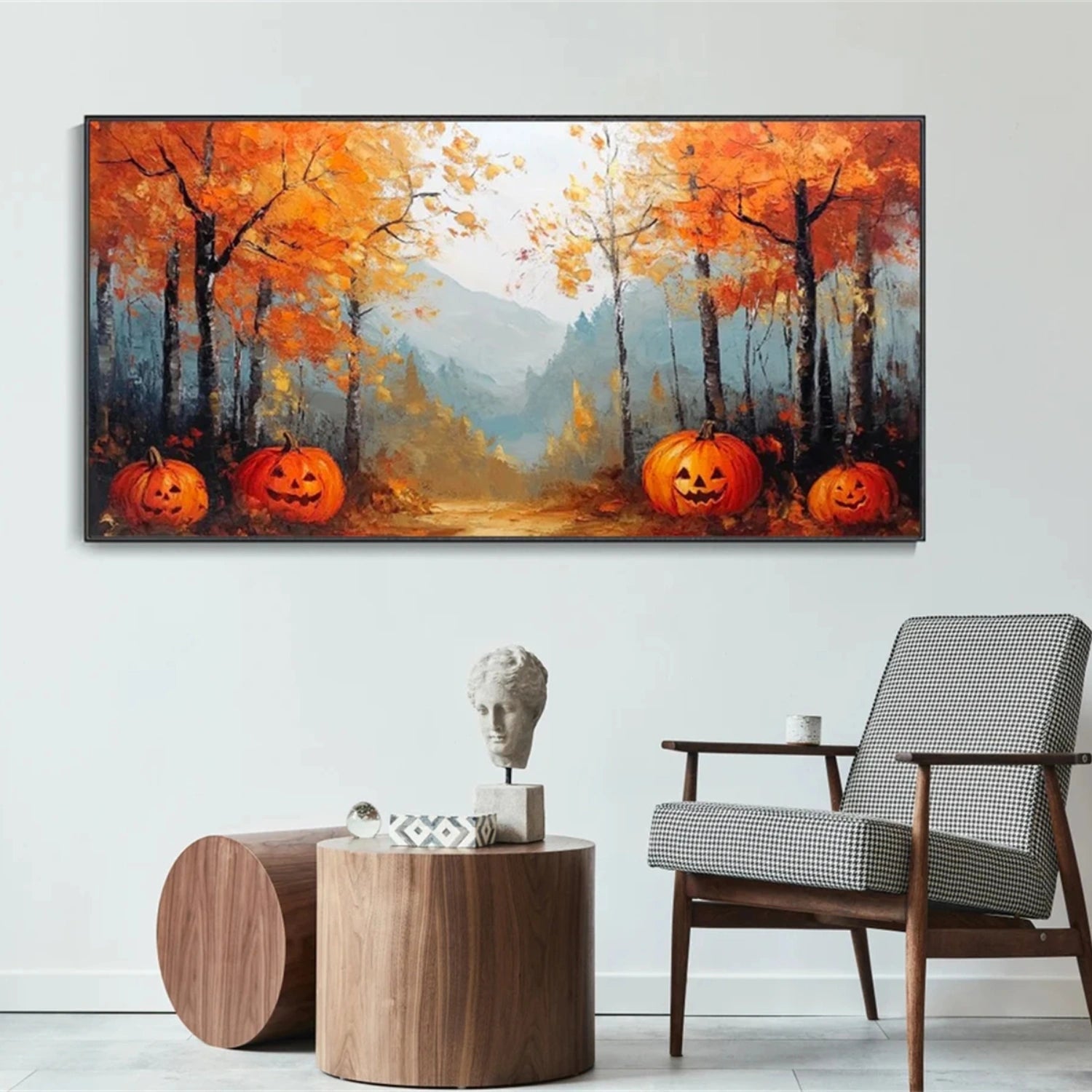Pumpkin Glow Autumn Forest Painting