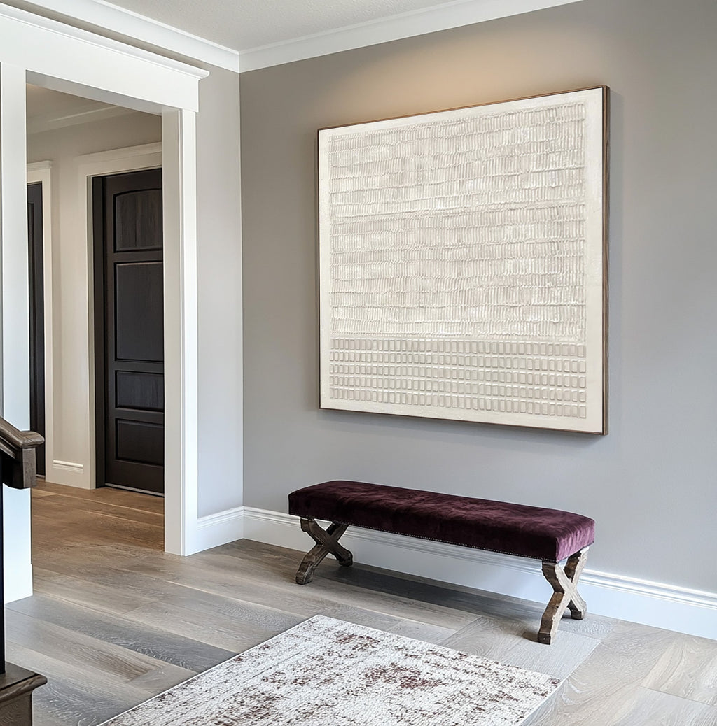 Ivory Grid Harmony Minimal Painting
