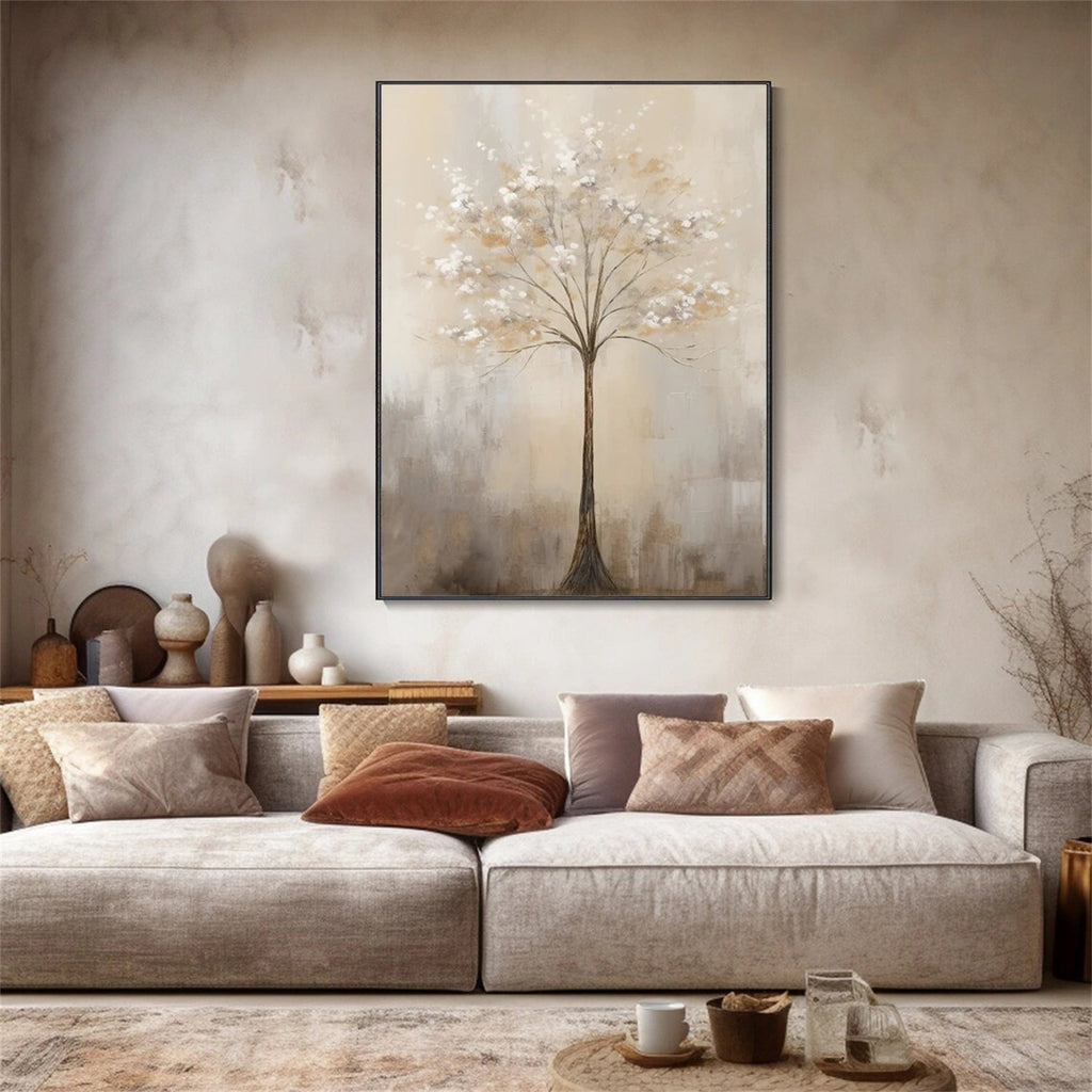 Still Grace Ivory Tree Abstract Painting
