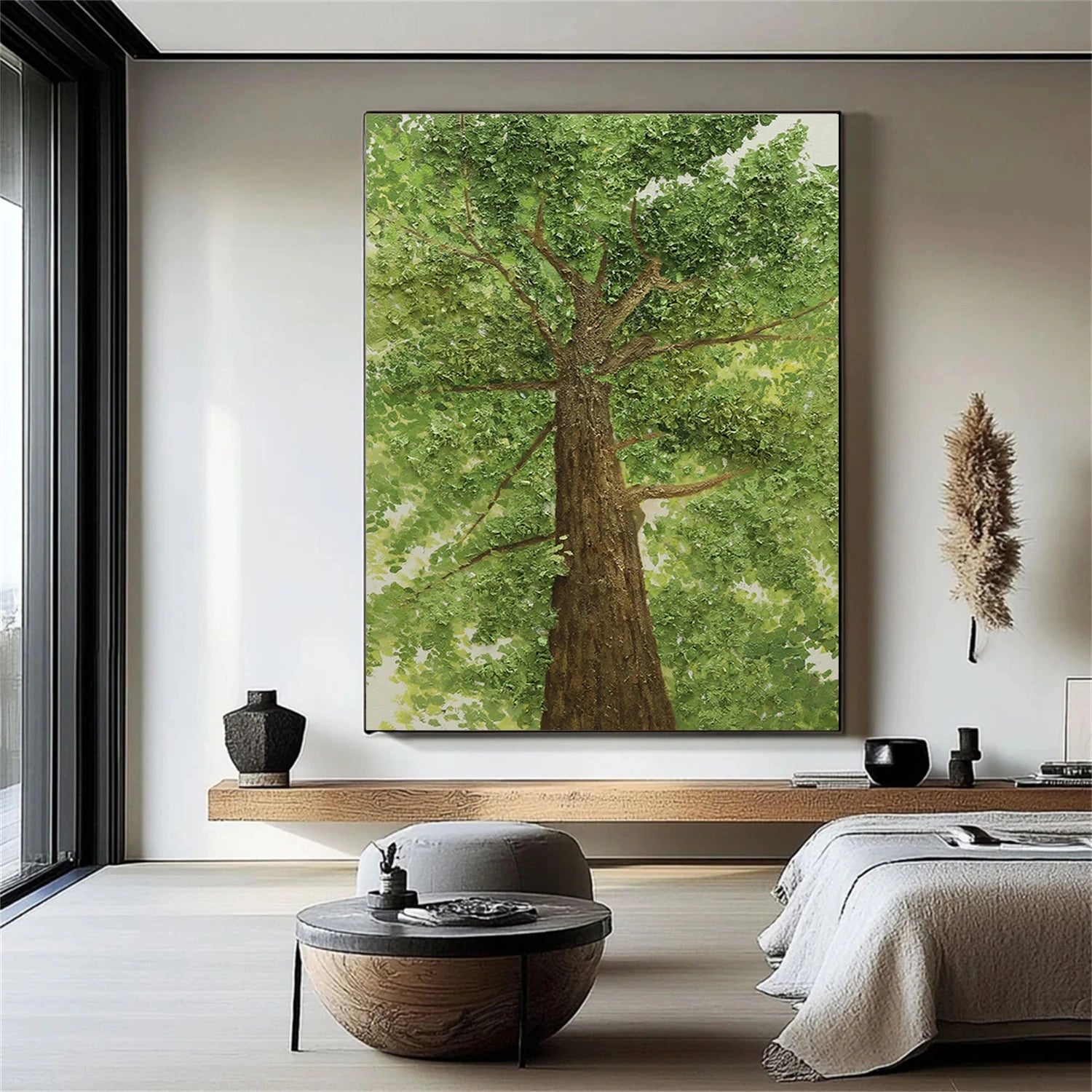 Emerald Canopy Green Tree Abstract Painting