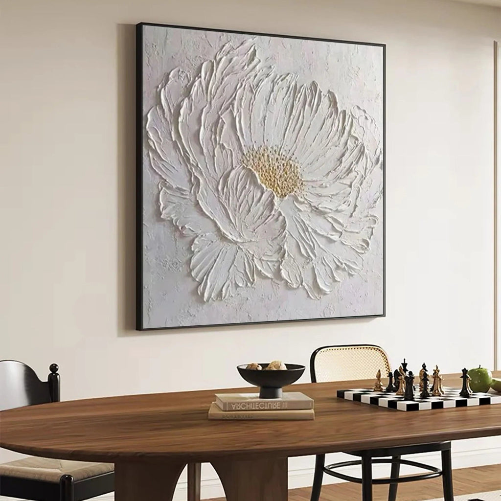 Ivory Bloom Relief Abstract Painting