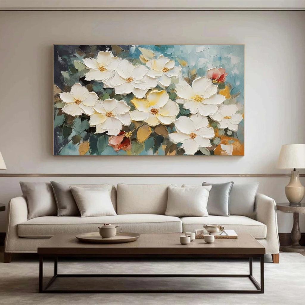 Ivory Bloom White Floral Painting