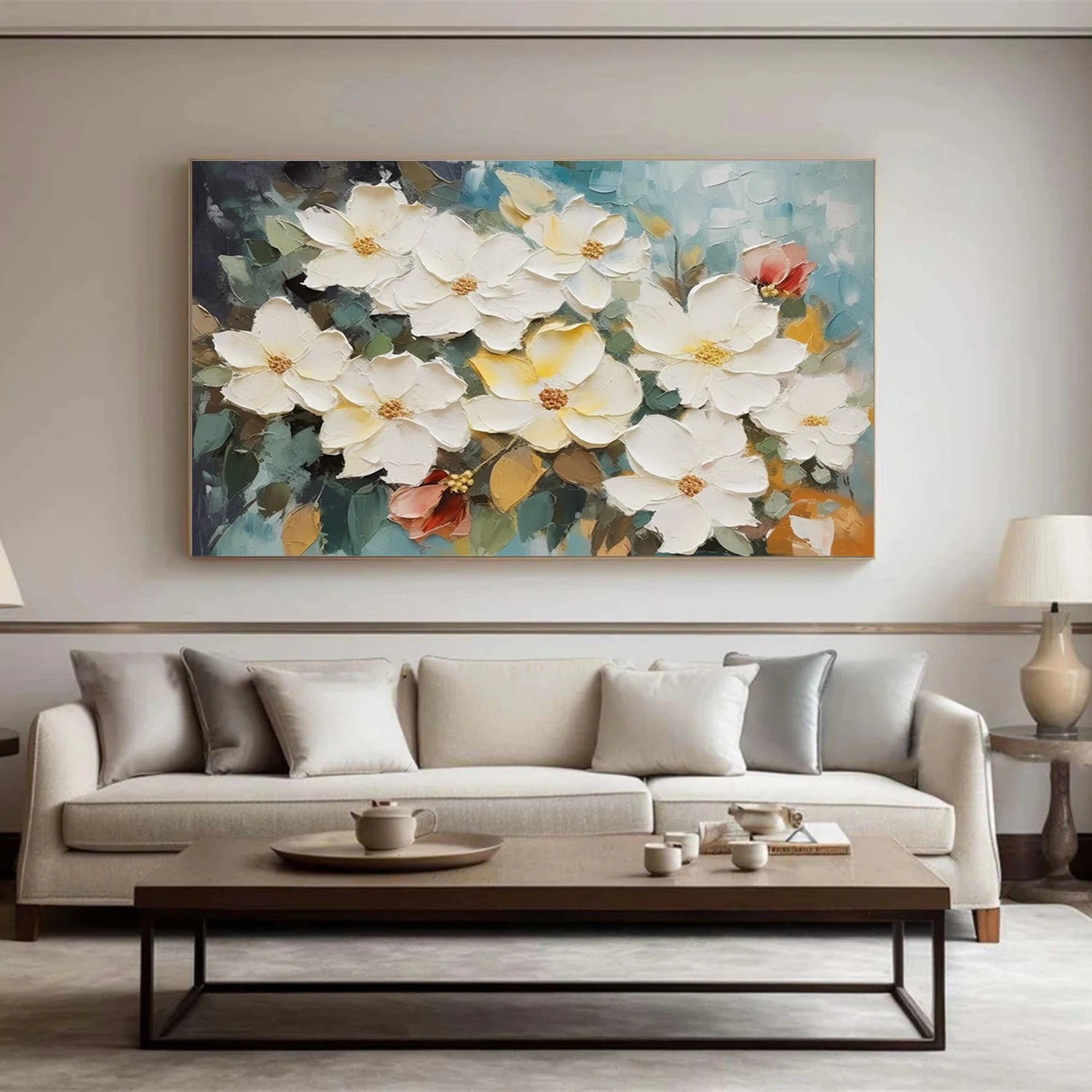 Ivory Bloom White Floral Painting