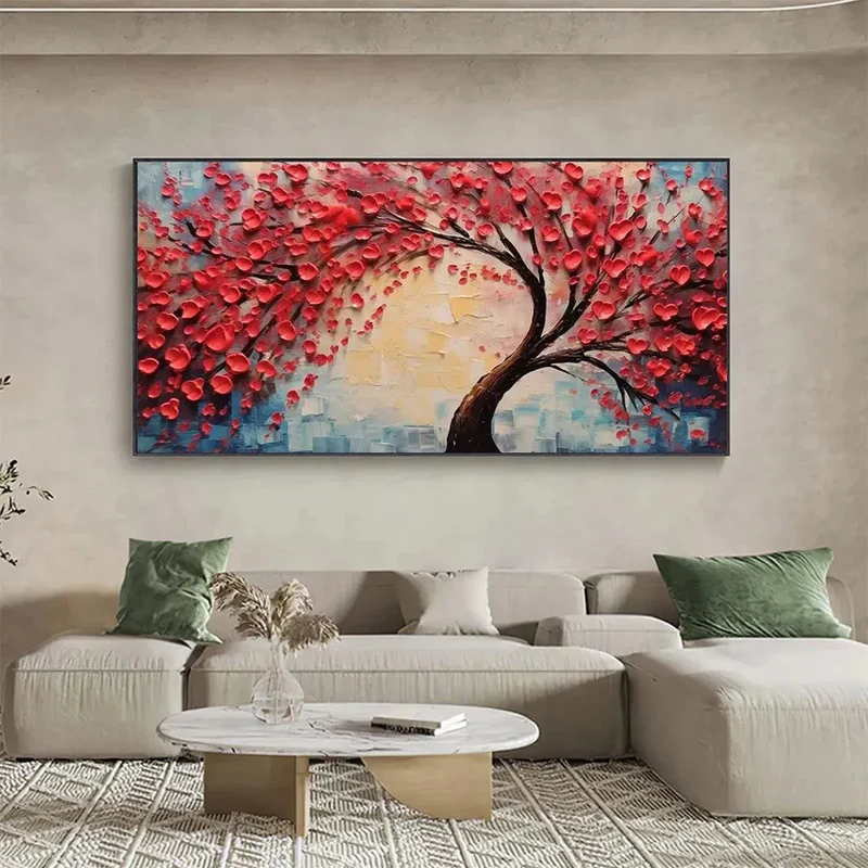 Red Blossom Textured Painting