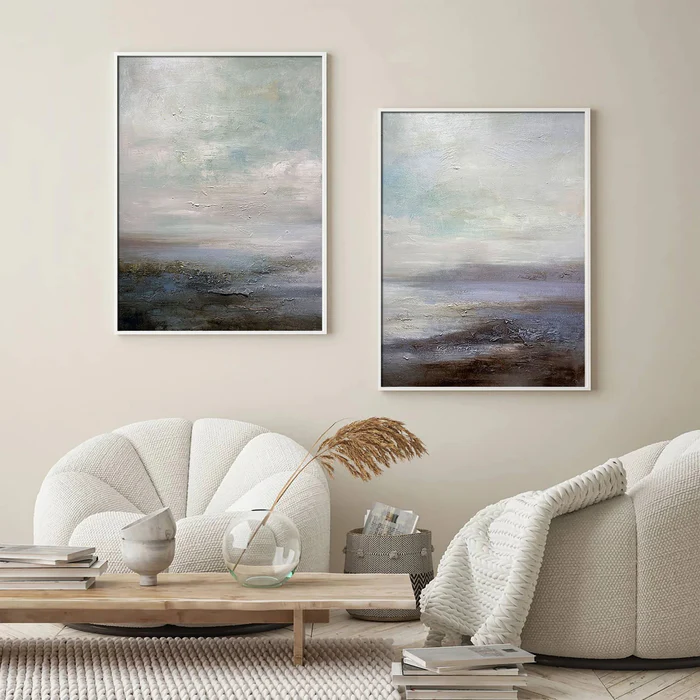 Tranquil Horizon Abstract Landscape Painting Set Set of 2