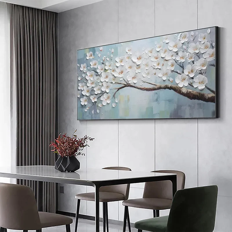 White Magnolia Textured Painting