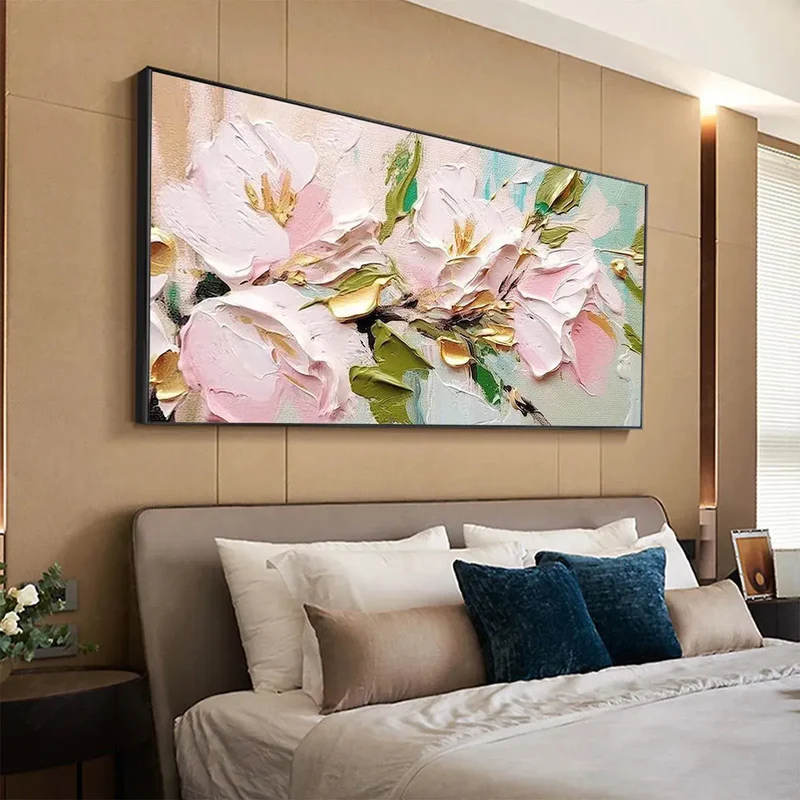 Soft Pink Magnolia Textured Painting