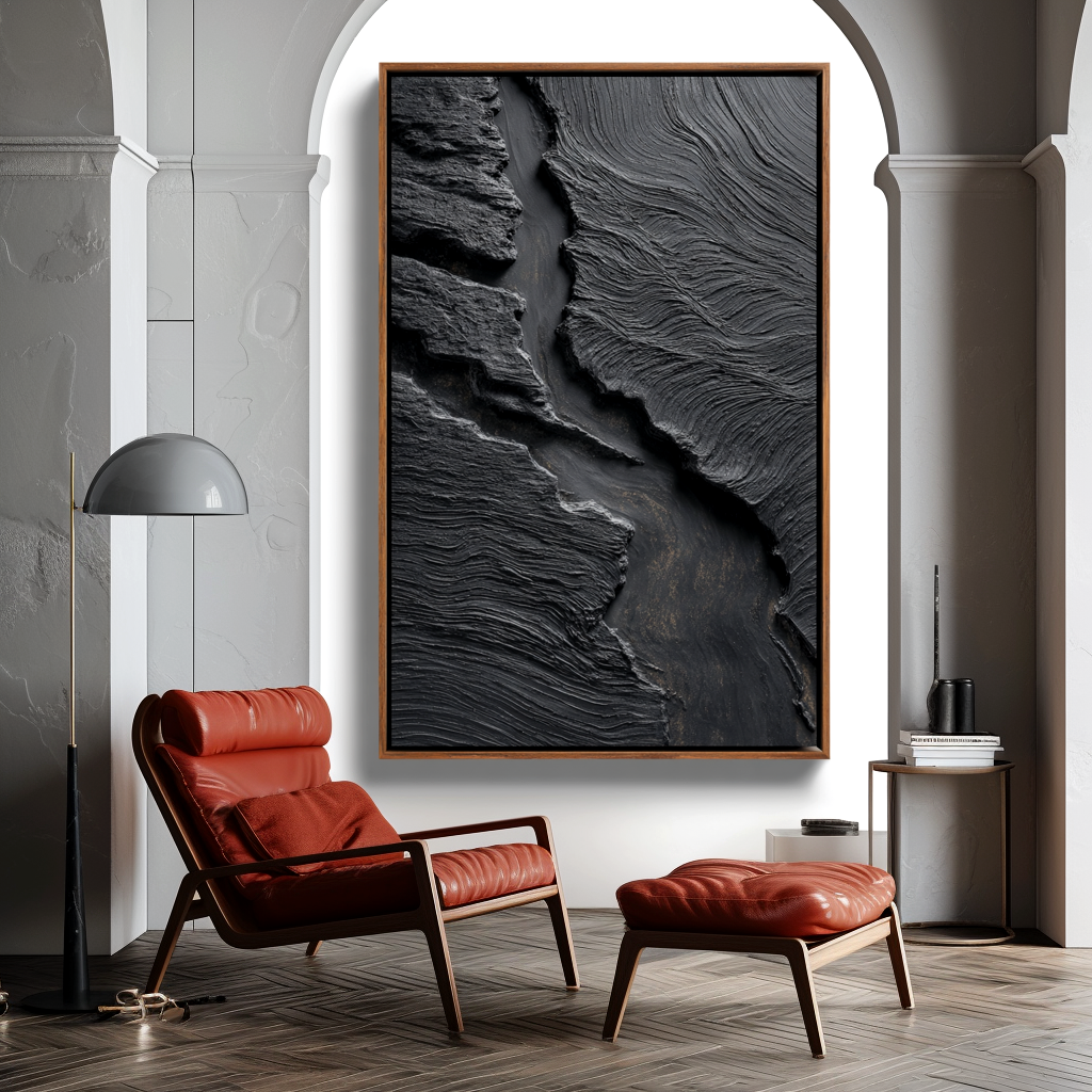 Black Textured Abstract Painting #ART71