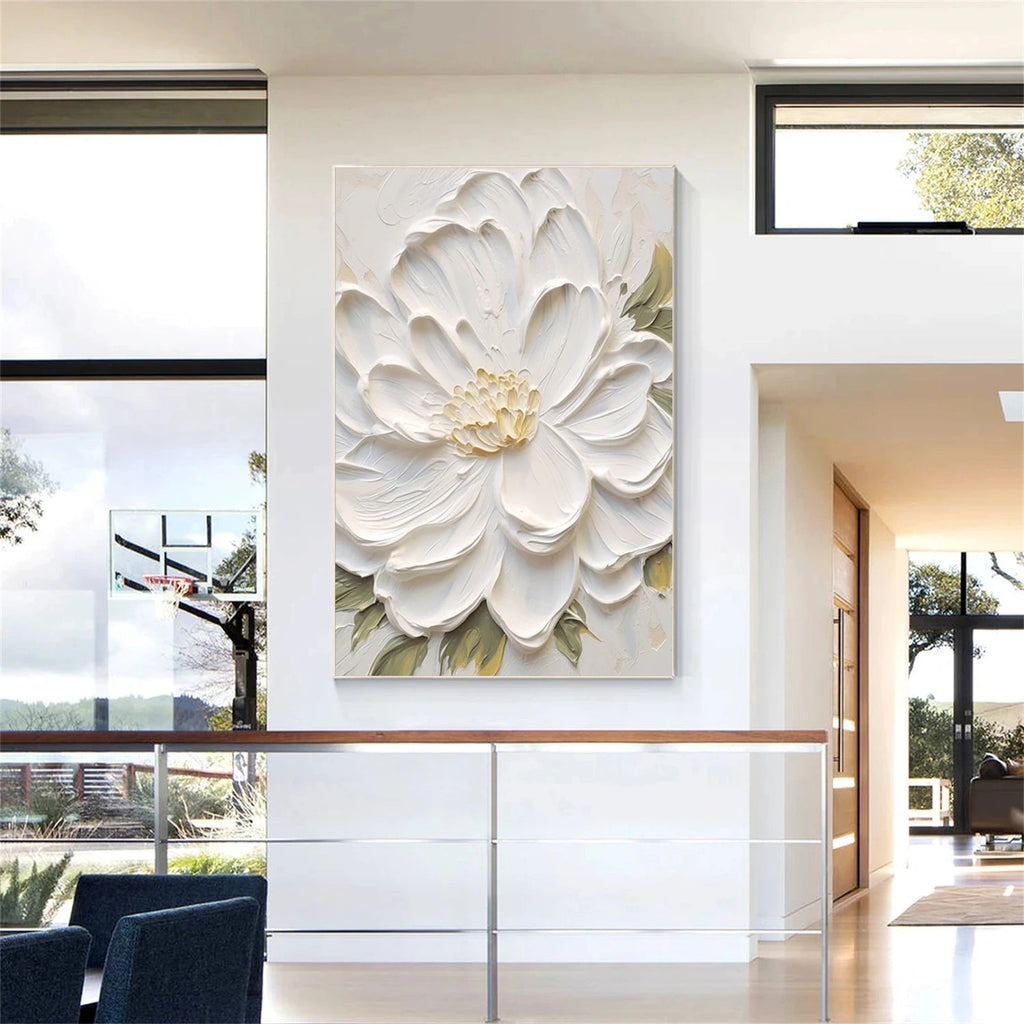 Pure Ivory Bloom Floral Abstract Painting