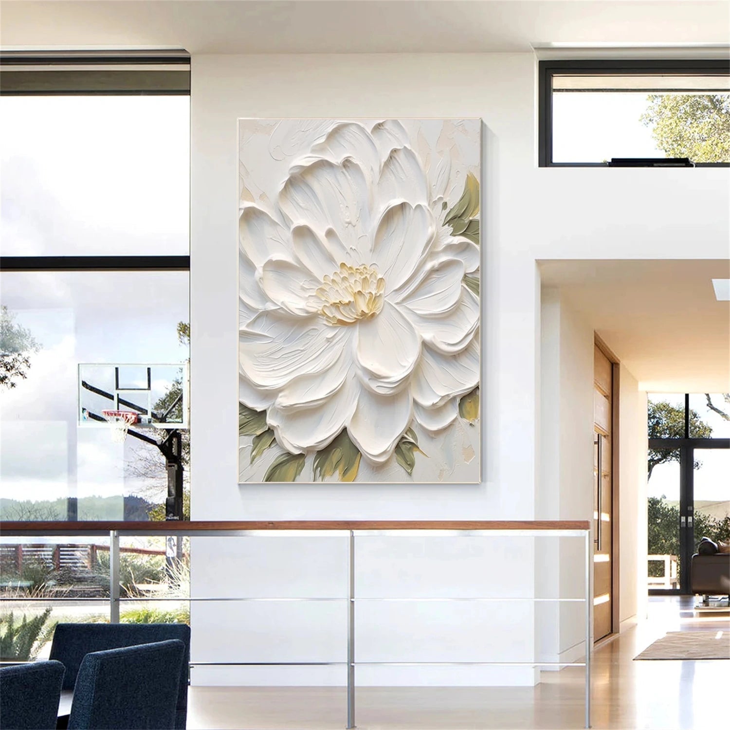 Pure Ivory Bloom Floral Abstract Painting