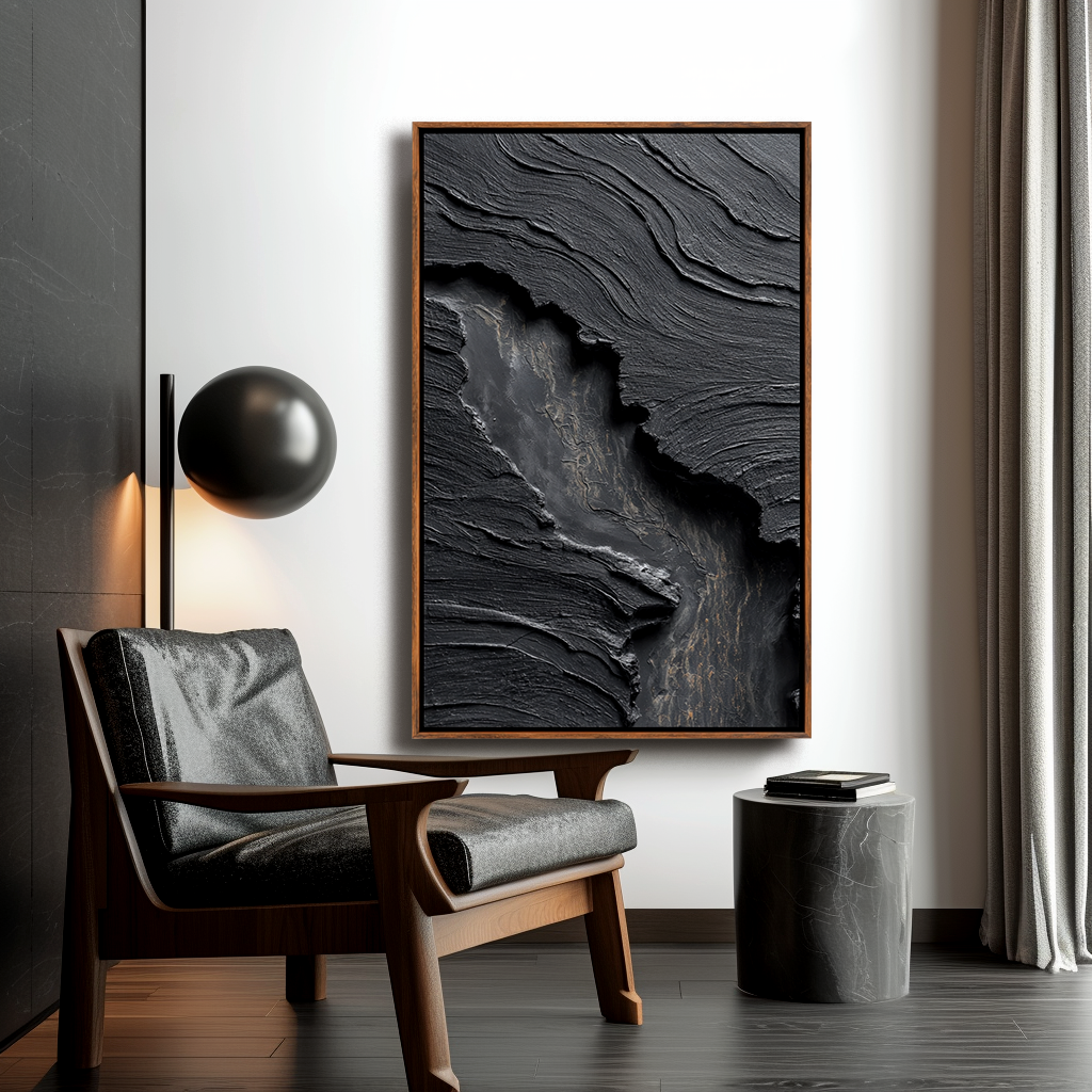 Black Abstract Textured Painting #ART73