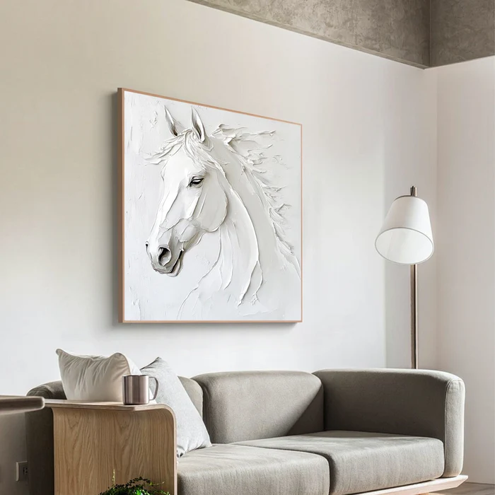 Pure Majesty White Horse Textured Painting