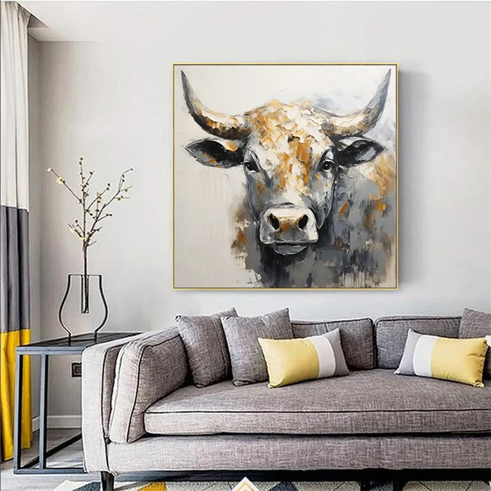 Golden Strength Bull Painting